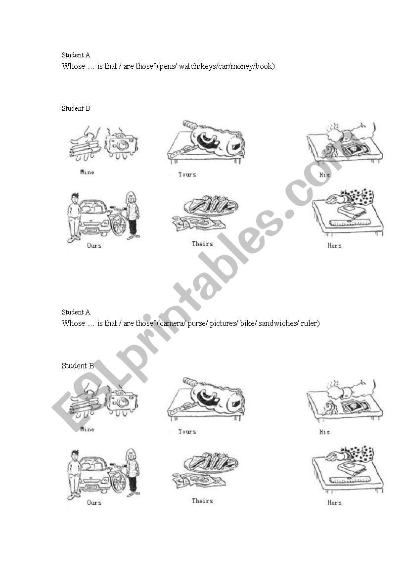 Possessive Pronouns   worksheet