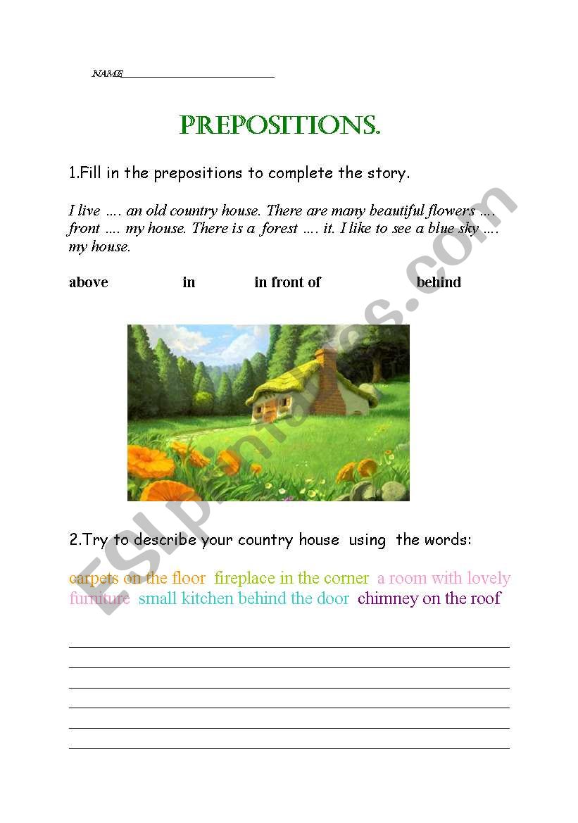 Prepositions worksheet