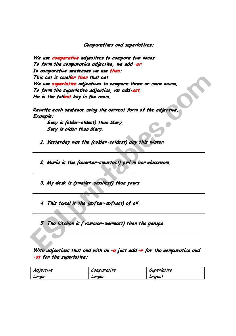 Comparatives and superlatives 