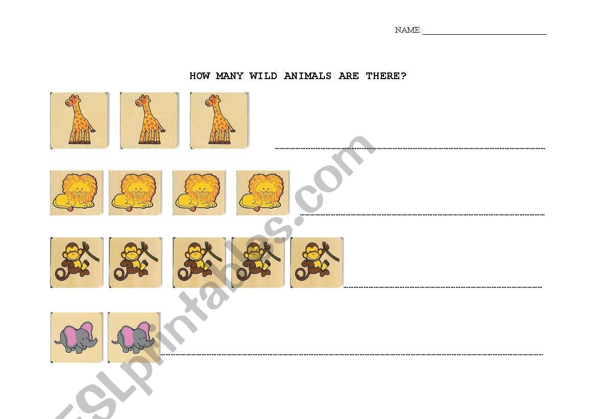 COUNTING WILD ANIMALS! worksheet