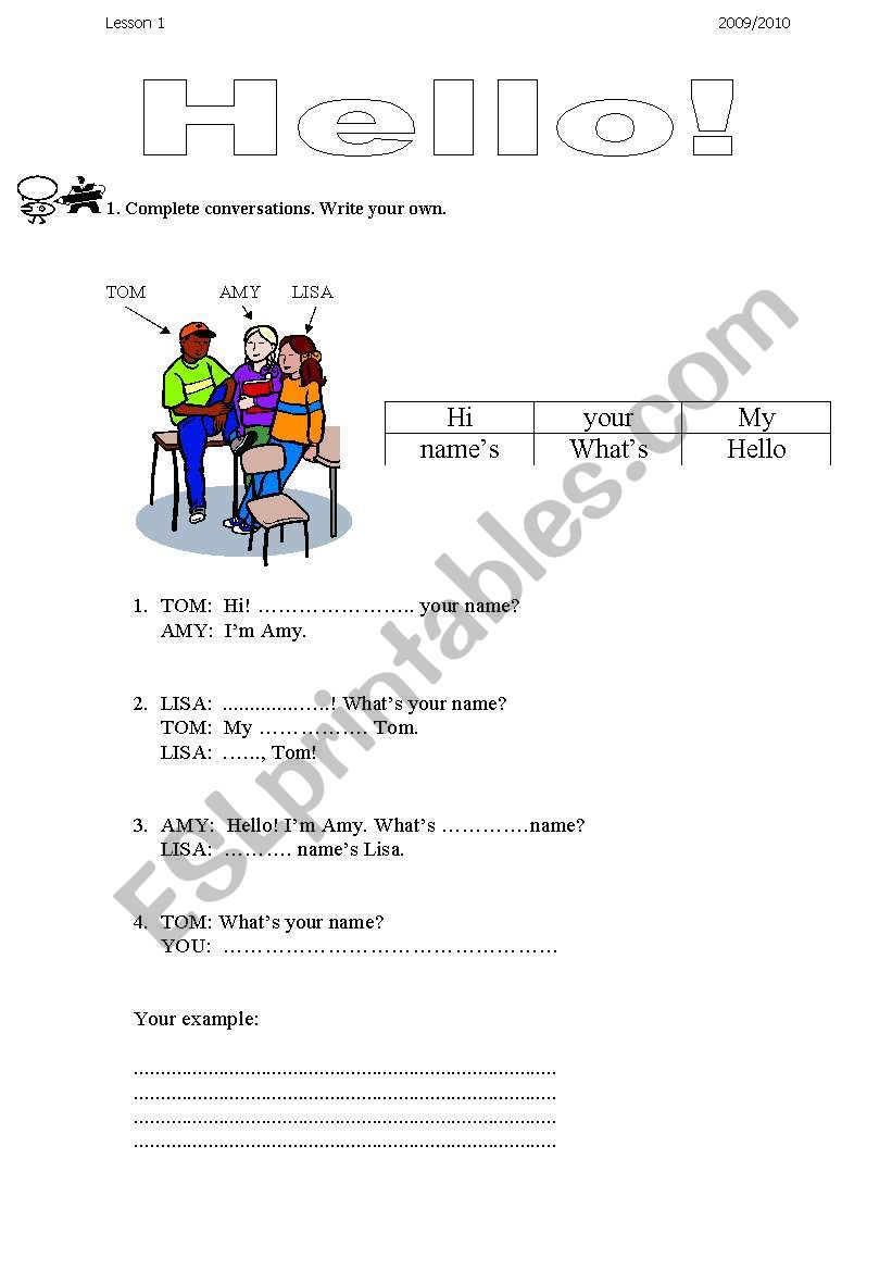 Say hello worksheet