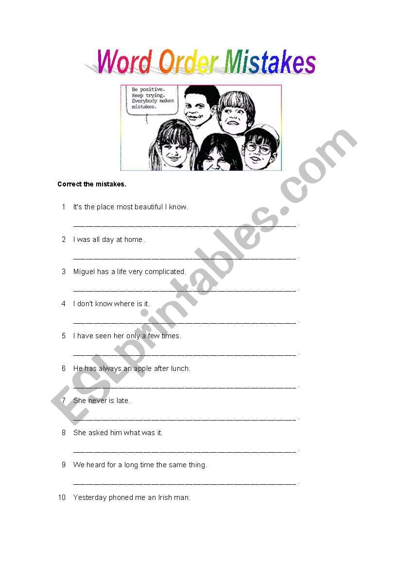 Word Order Mistakes worksheet