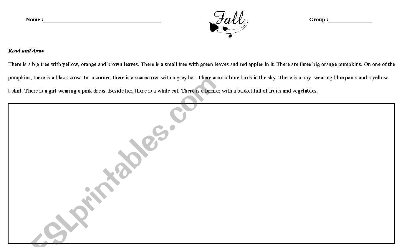 Fall read and draw worksheet