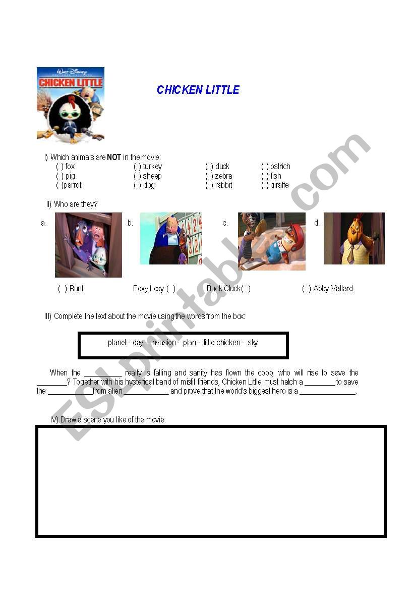 CHICKEN LITTLE worksheet