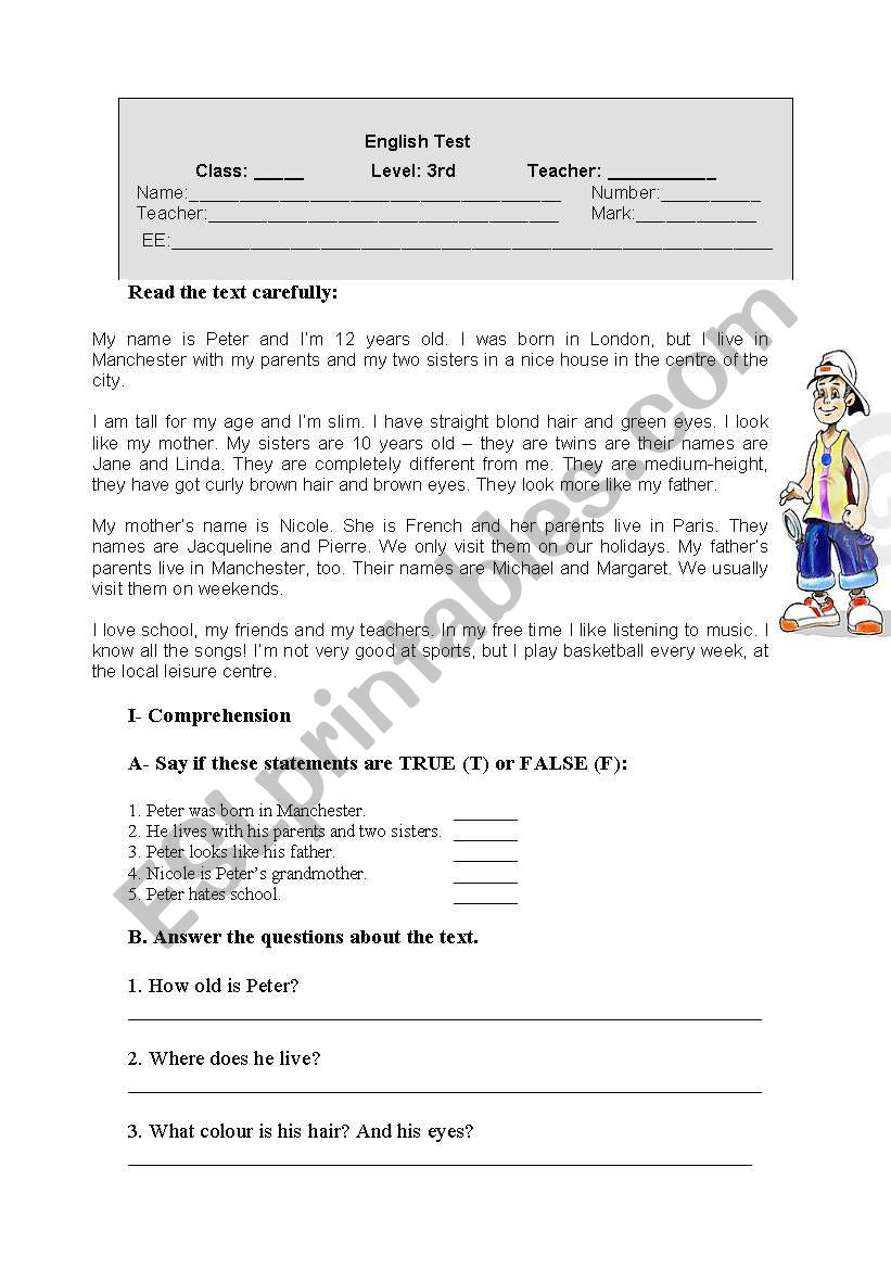 Test- Family worksheet