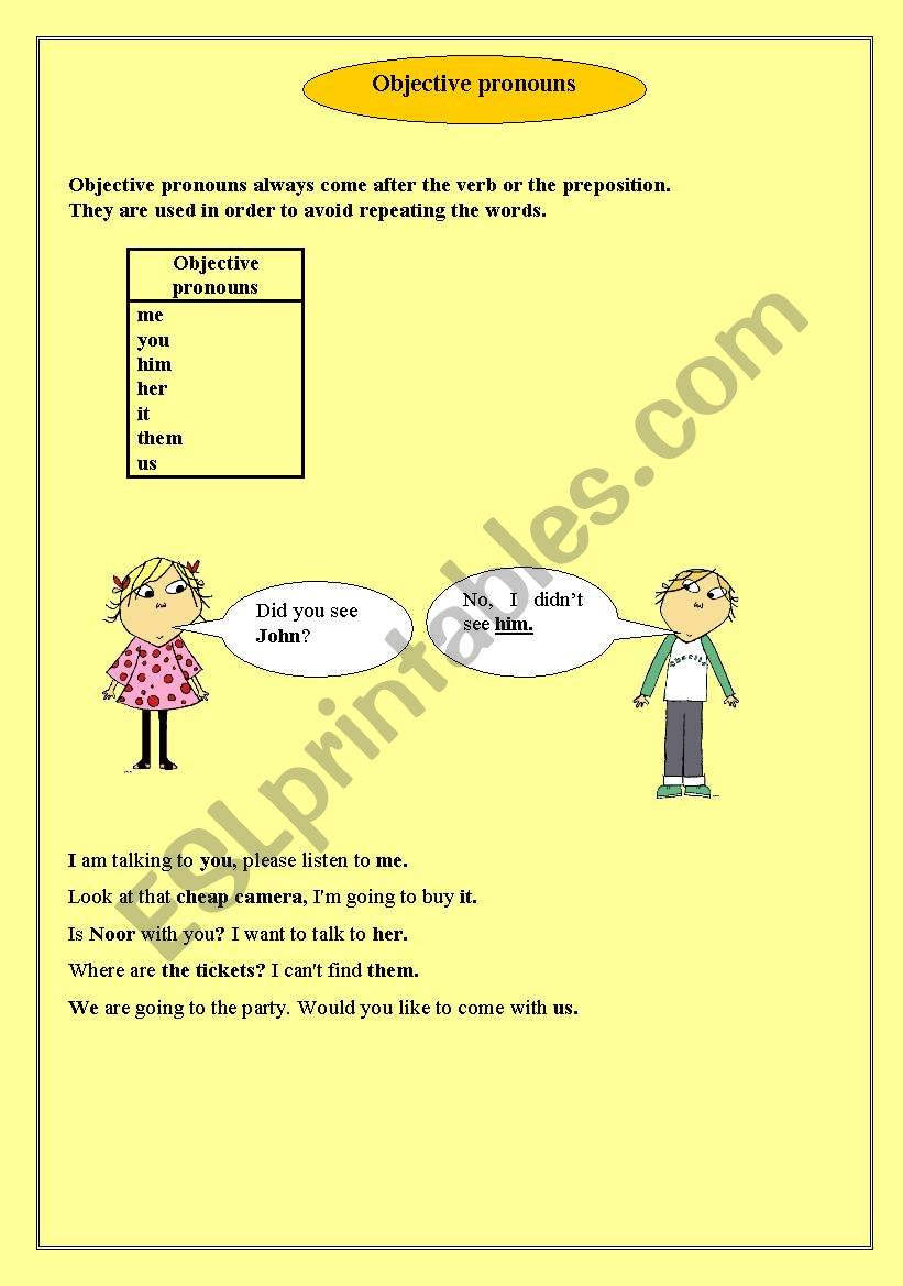 object pronouns worksheet