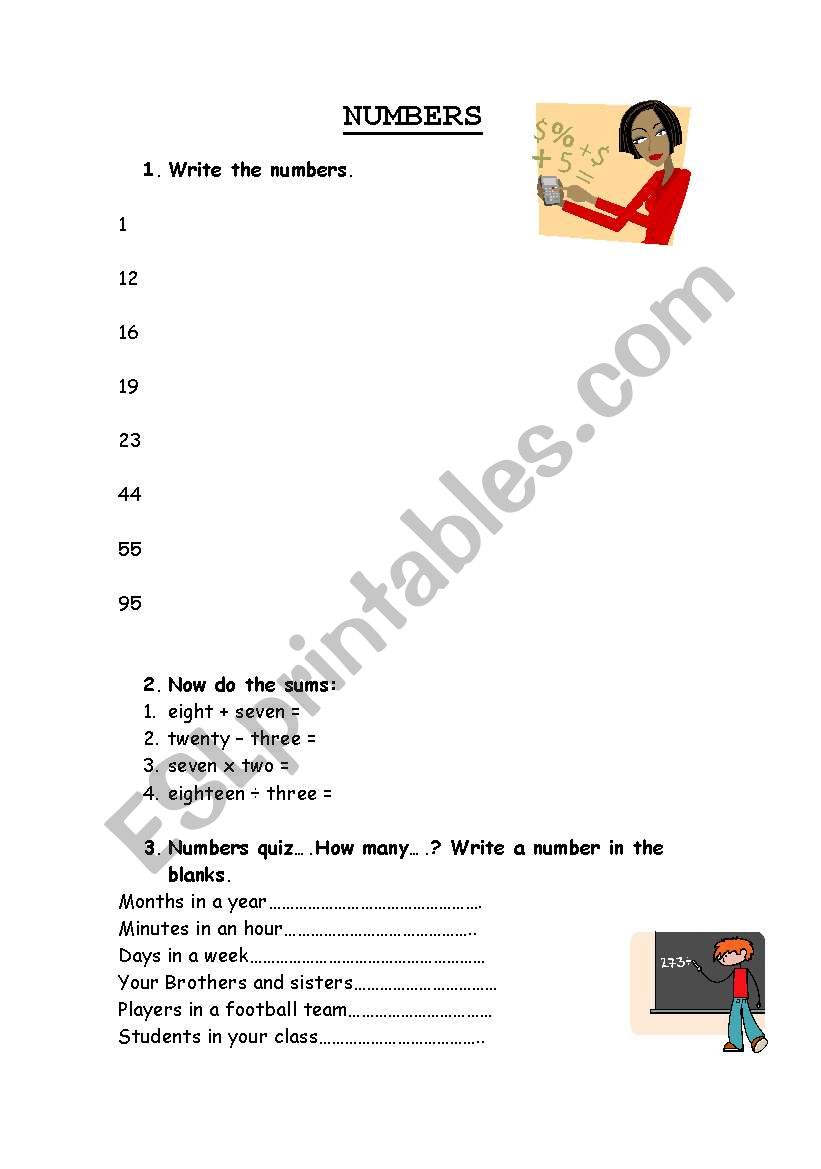 NUMBERS worksheet