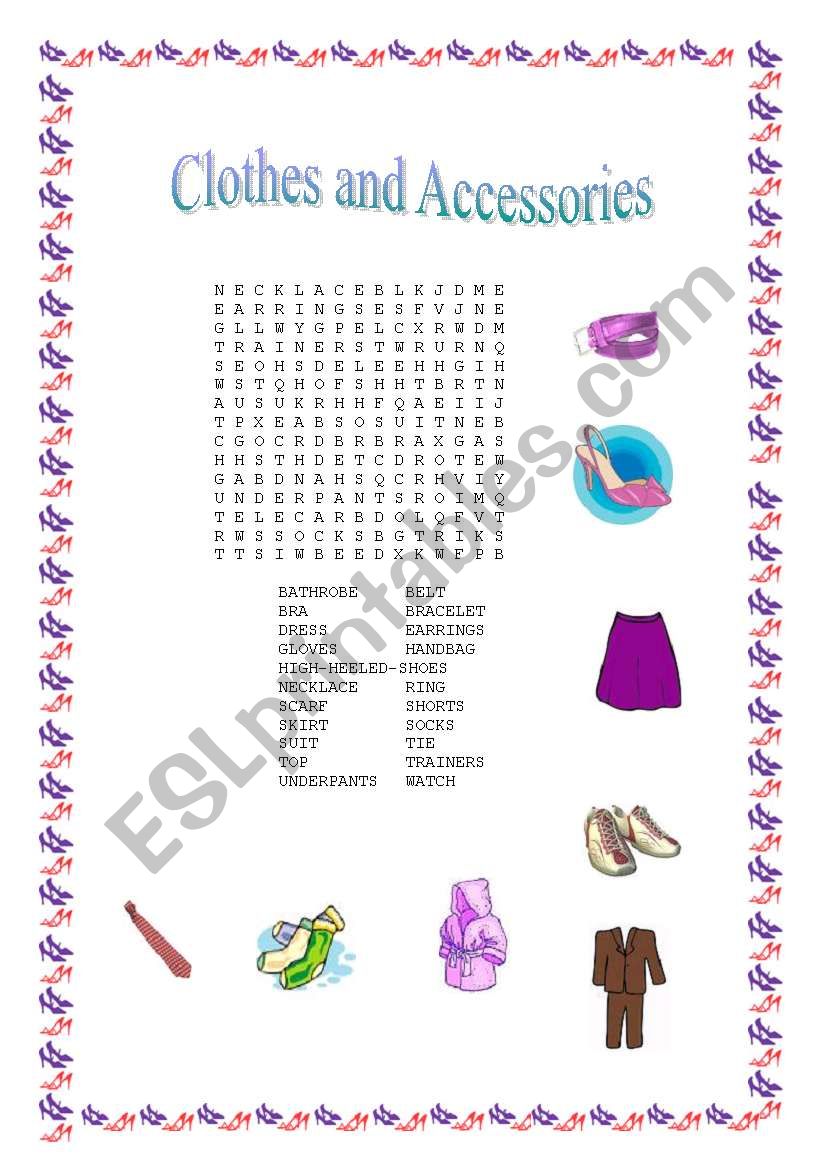 Clothes and Accessories worksheet