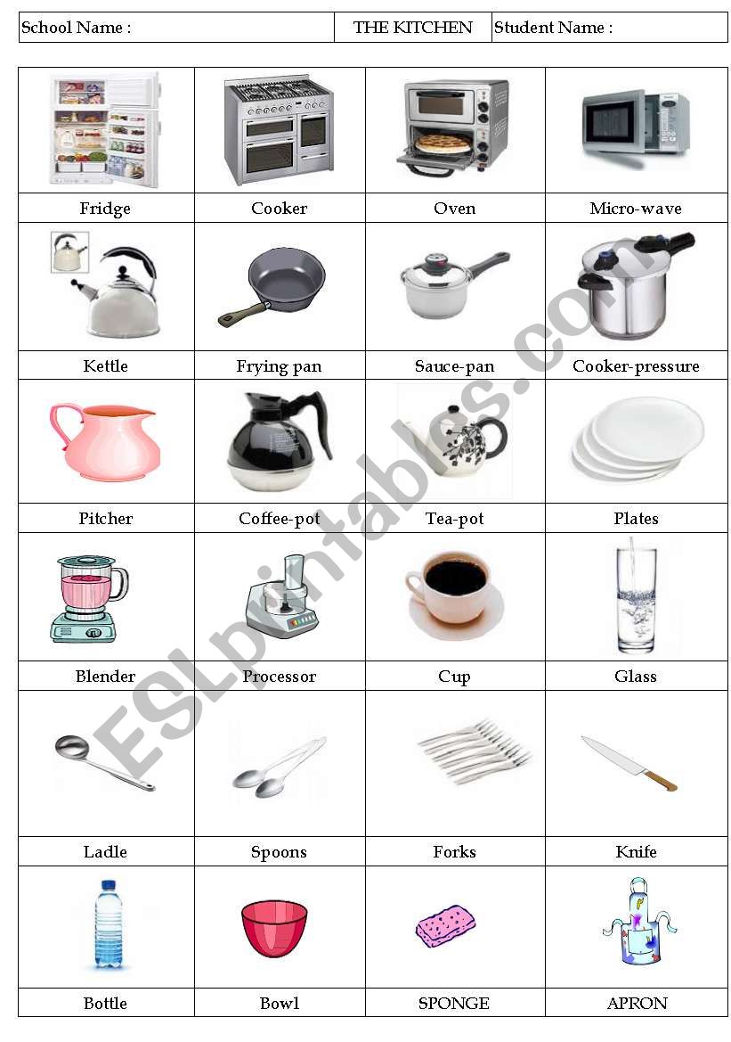 The Kitchen worksheet