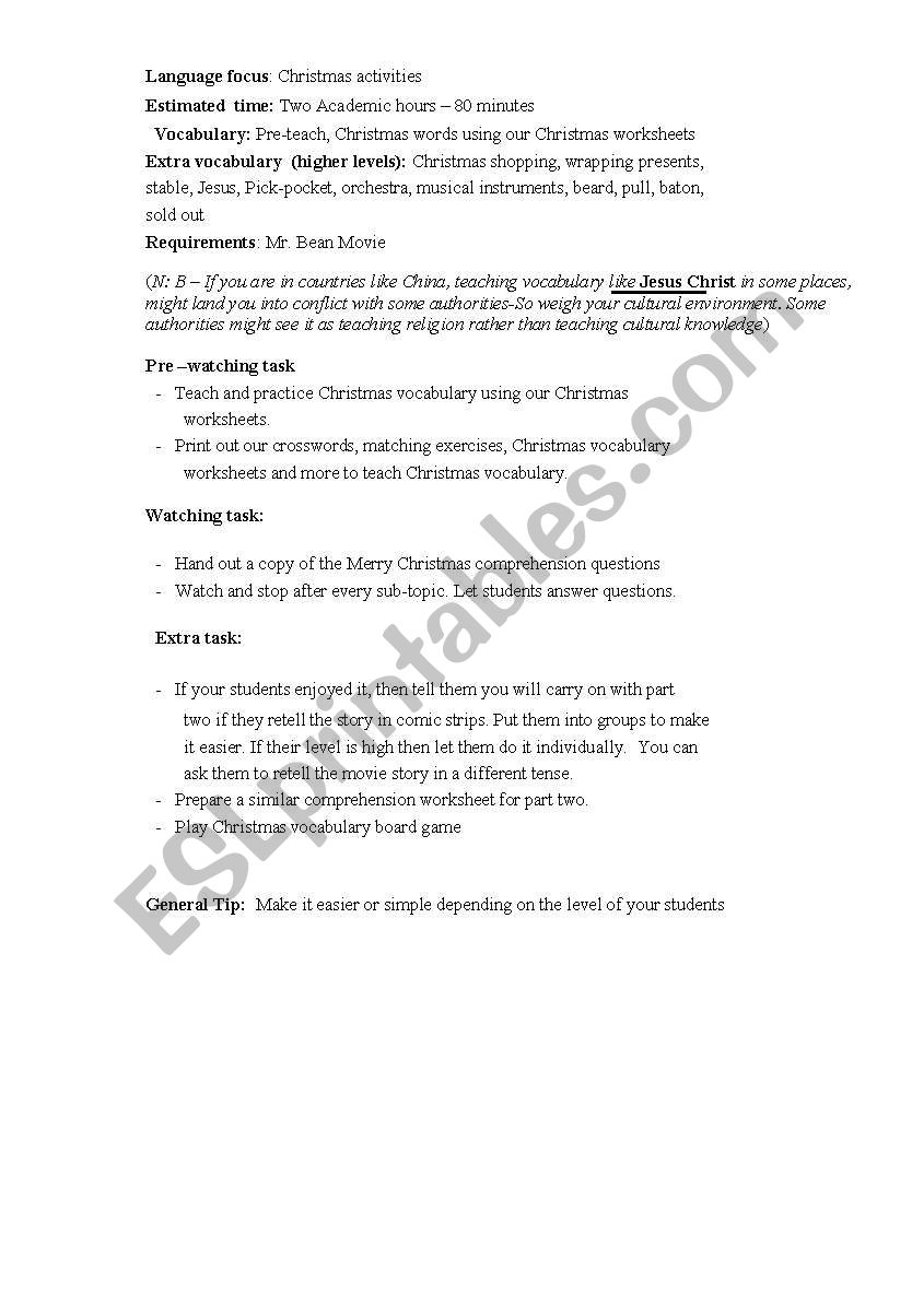 Christmas activities  I worksheet