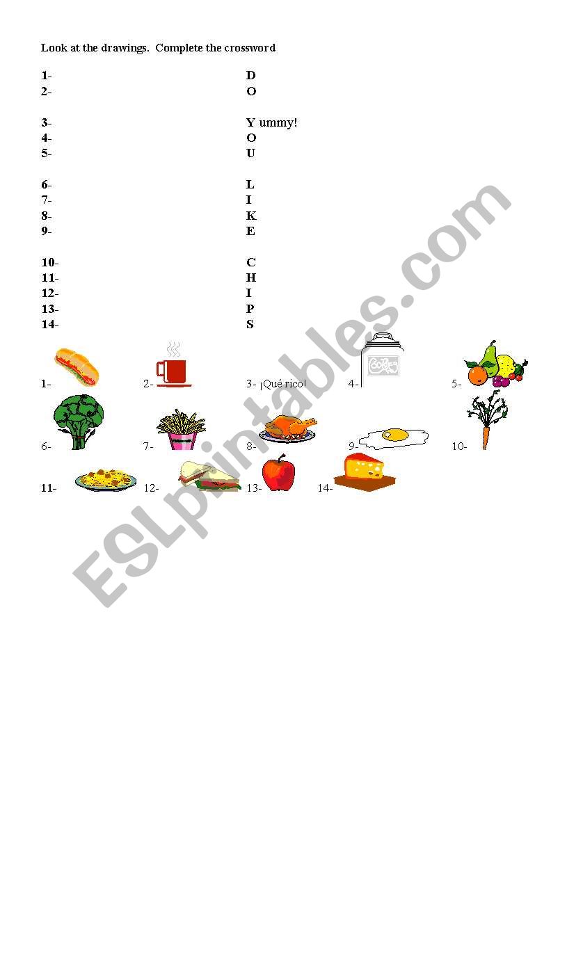 Food Crossword worksheet