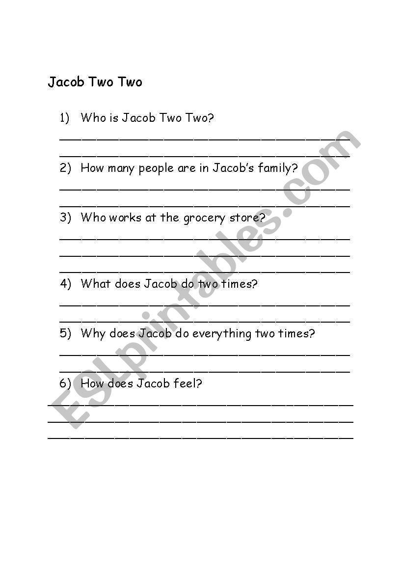 Jacob Two Two Review worksheet