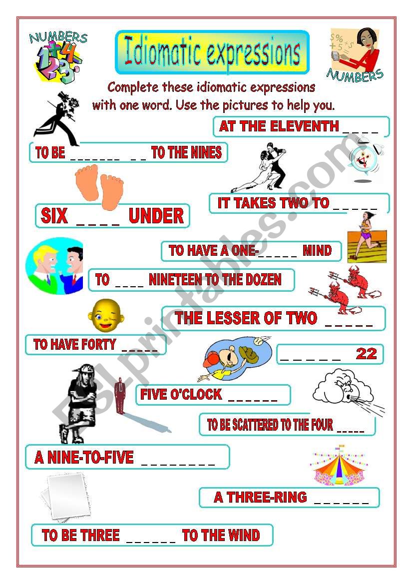 Idiomatic expressions - NUMBERS - 