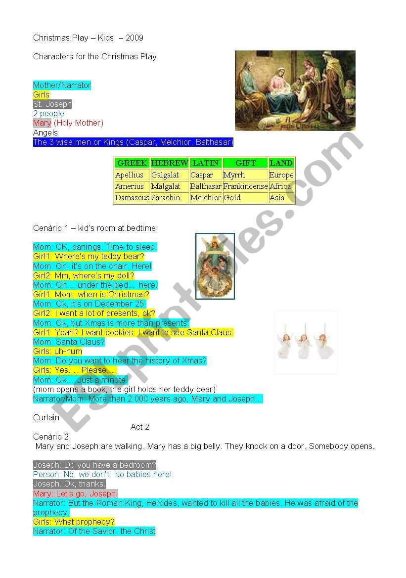 Christmas play for kids worksheet