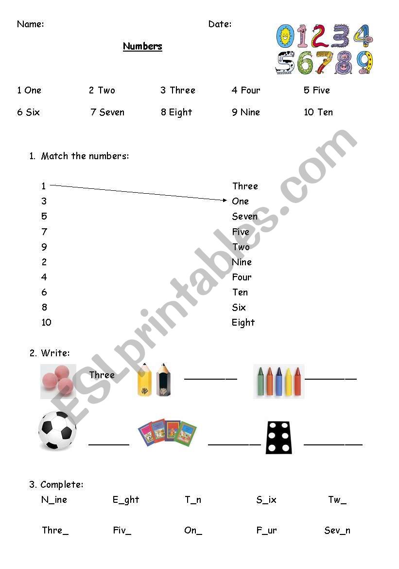 Numbers worksheet