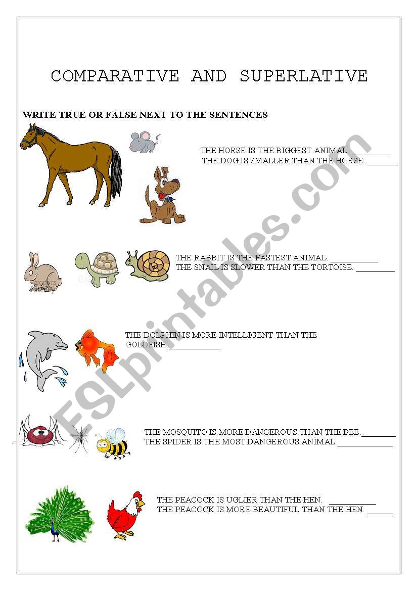 COMPARATIVE AND SUPERLATIVE worksheet