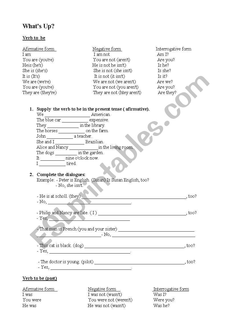 Verb To be worksheet