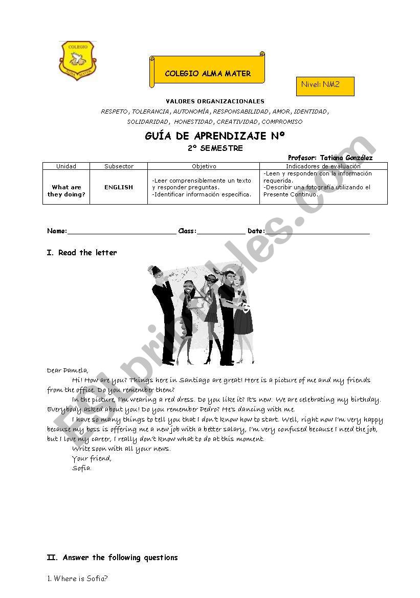 Present Continuous worksheet