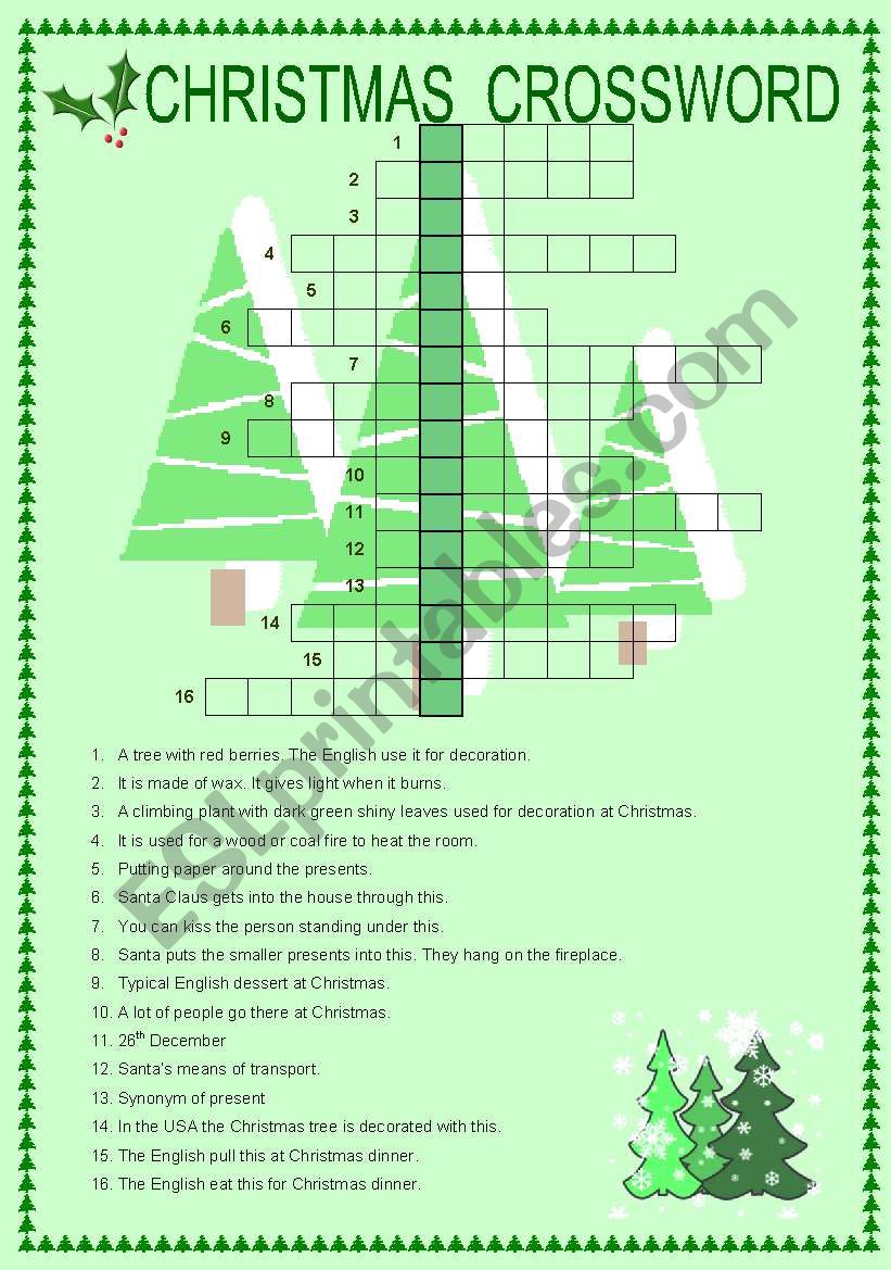 Christmas Crossword worksheet