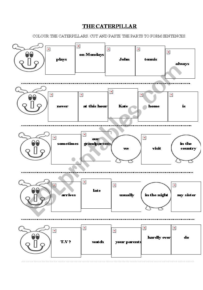 THE CATERPILLAR worksheet