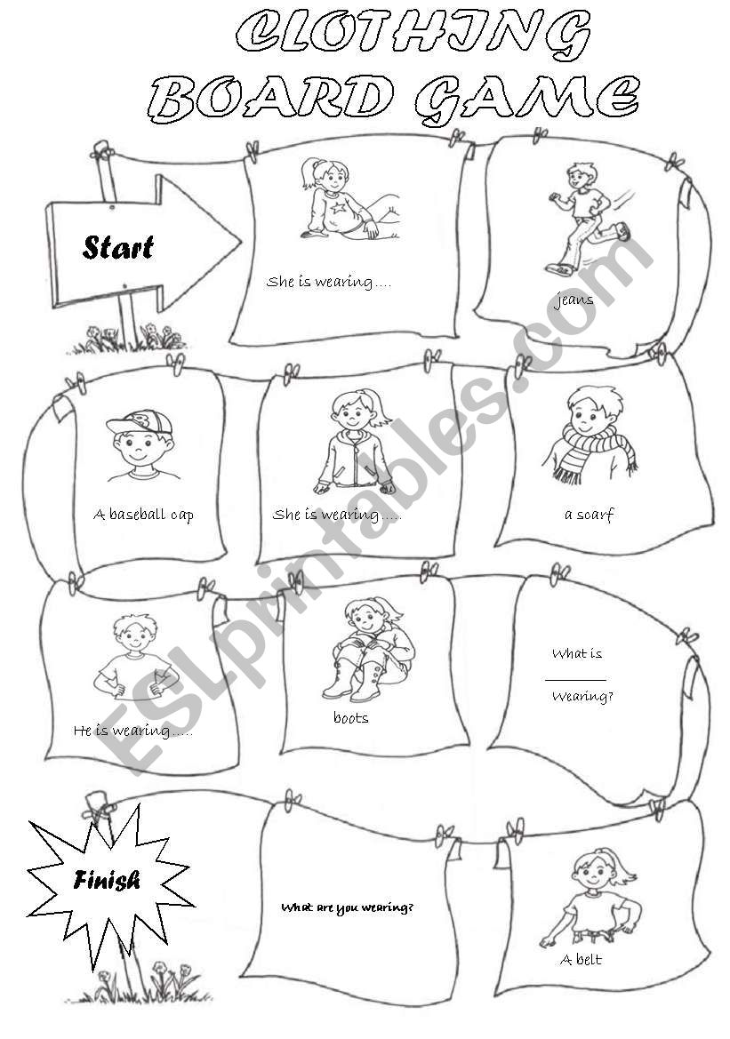 CLOTHING BOARD GAME worksheet