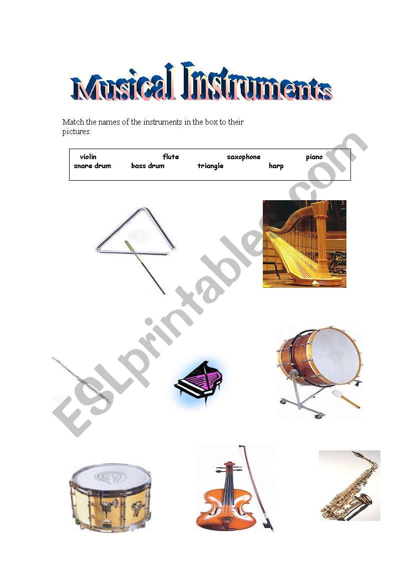 musical instruments worksheet