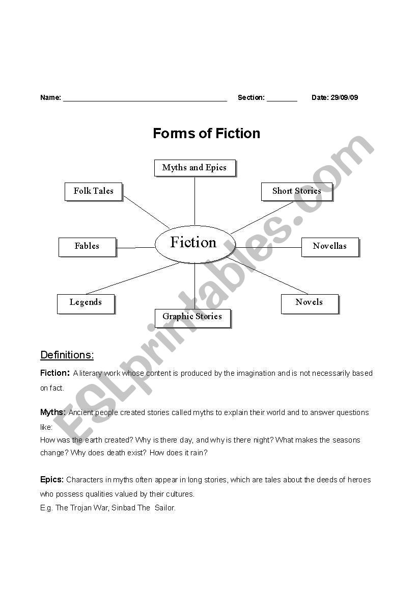 Forms of Fiction worksheet