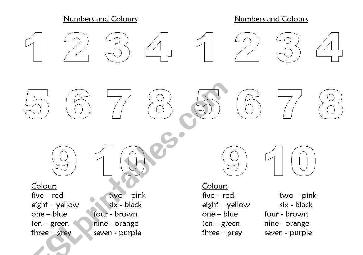 Colour the numbers worksheet