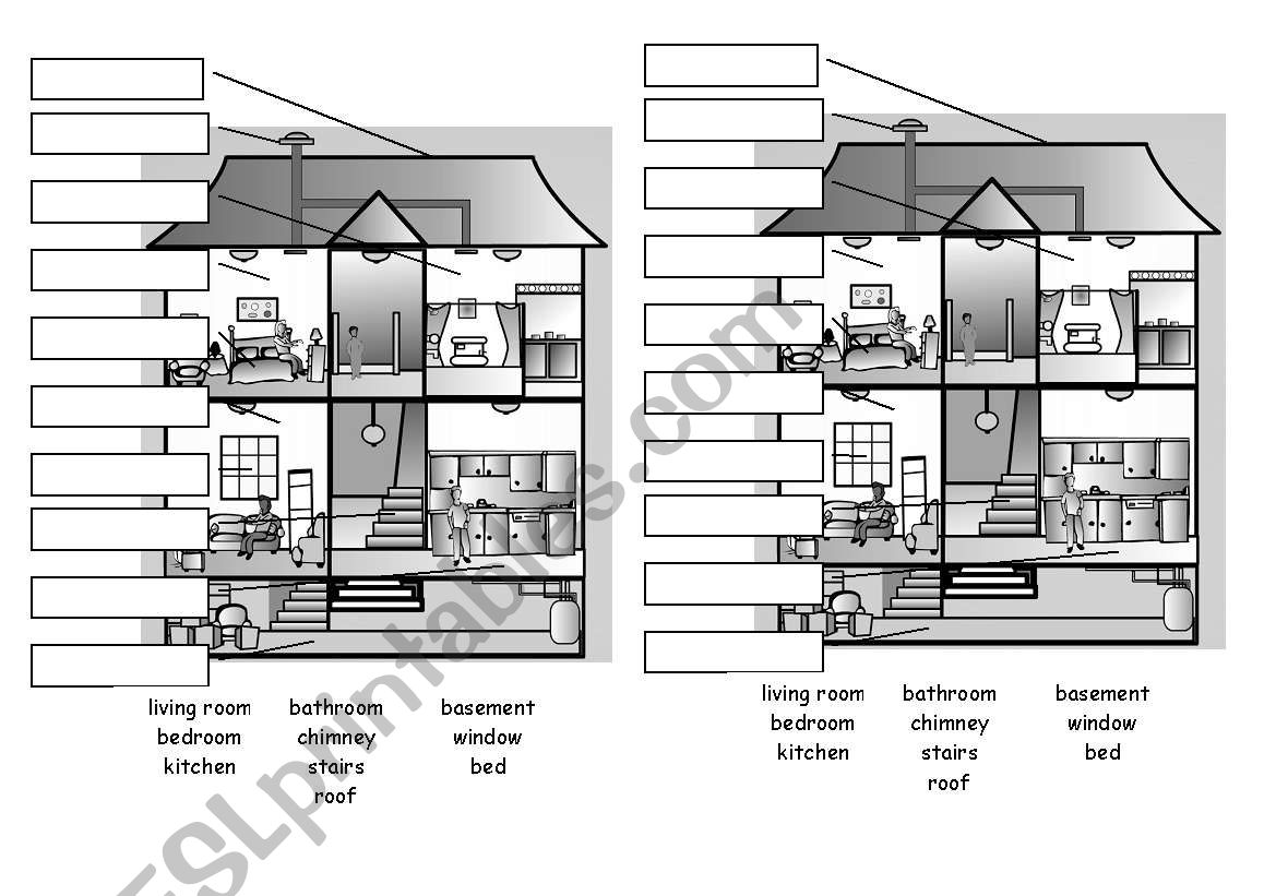 Labelling a house worksheet