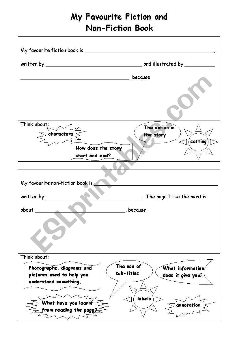 Fiction and Non Fiction worksheet
