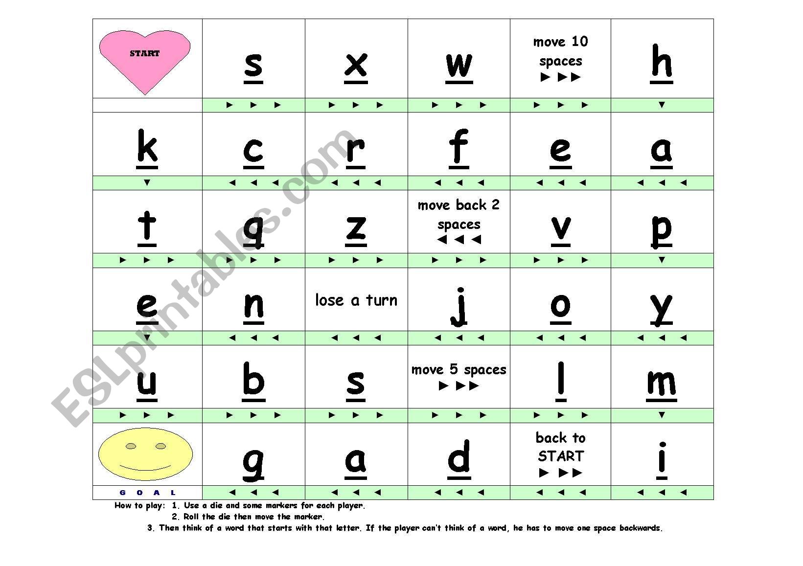 Alphabet Board Game worksheet