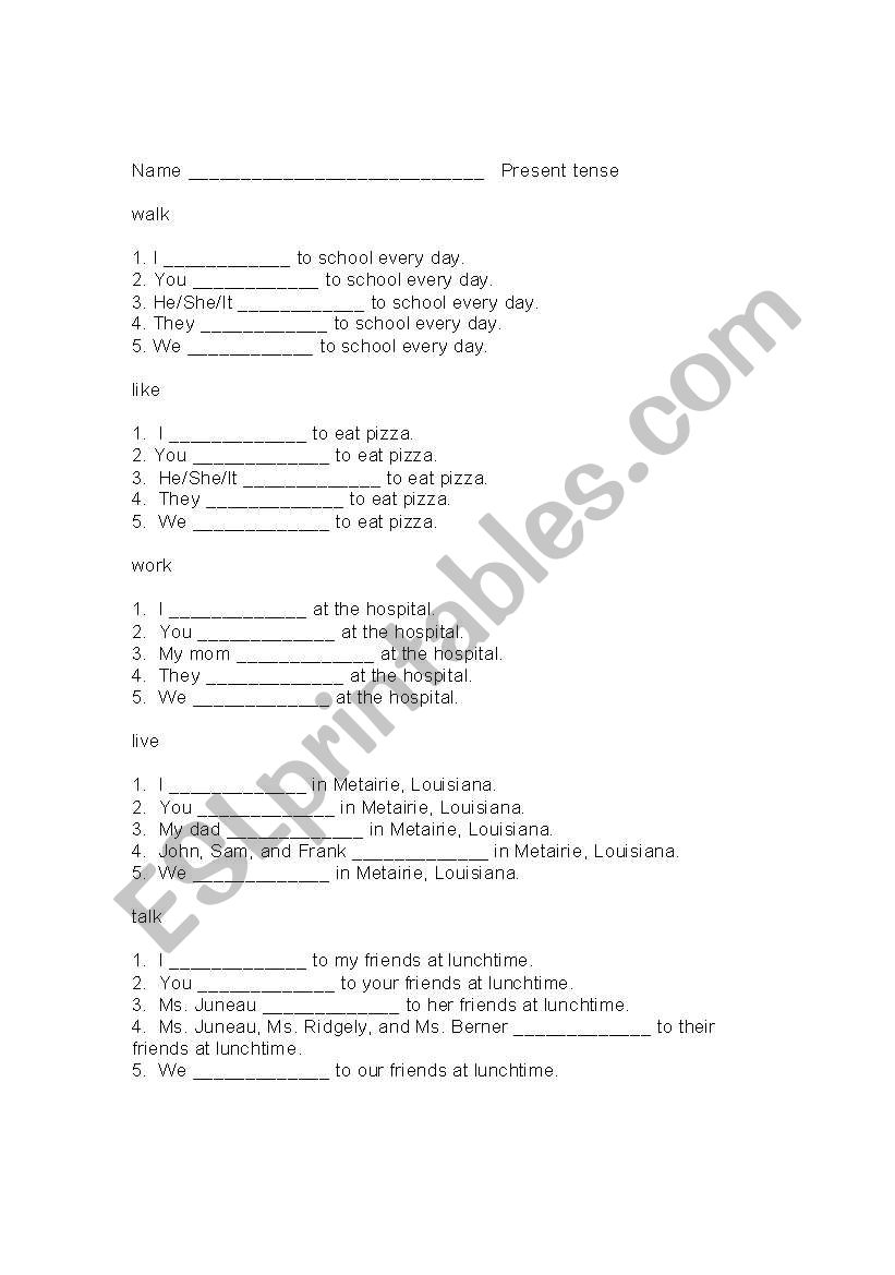 Simple Present Tense worksheet
