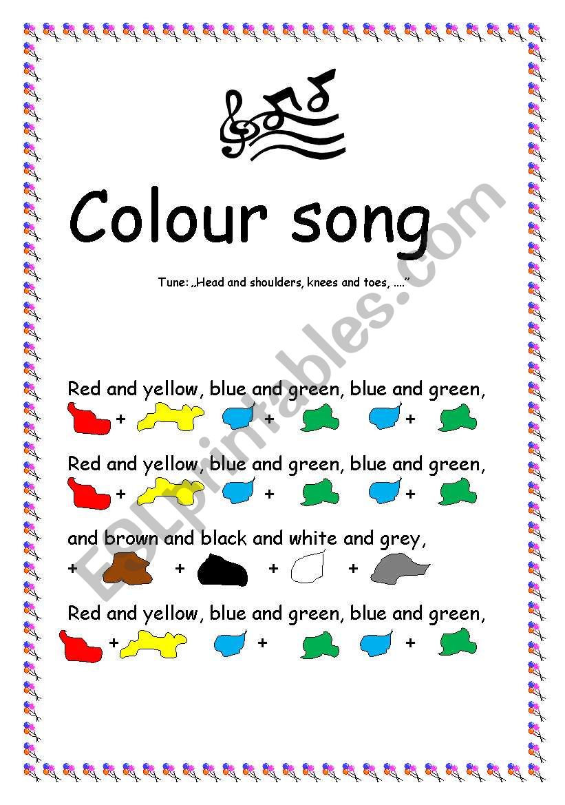 Colour song + B/W worksheet