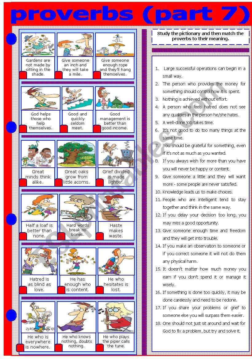 PROVERBS - PART 7 worksheet