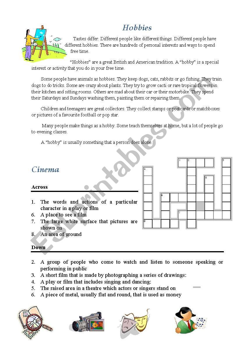 Hobbies worksheet