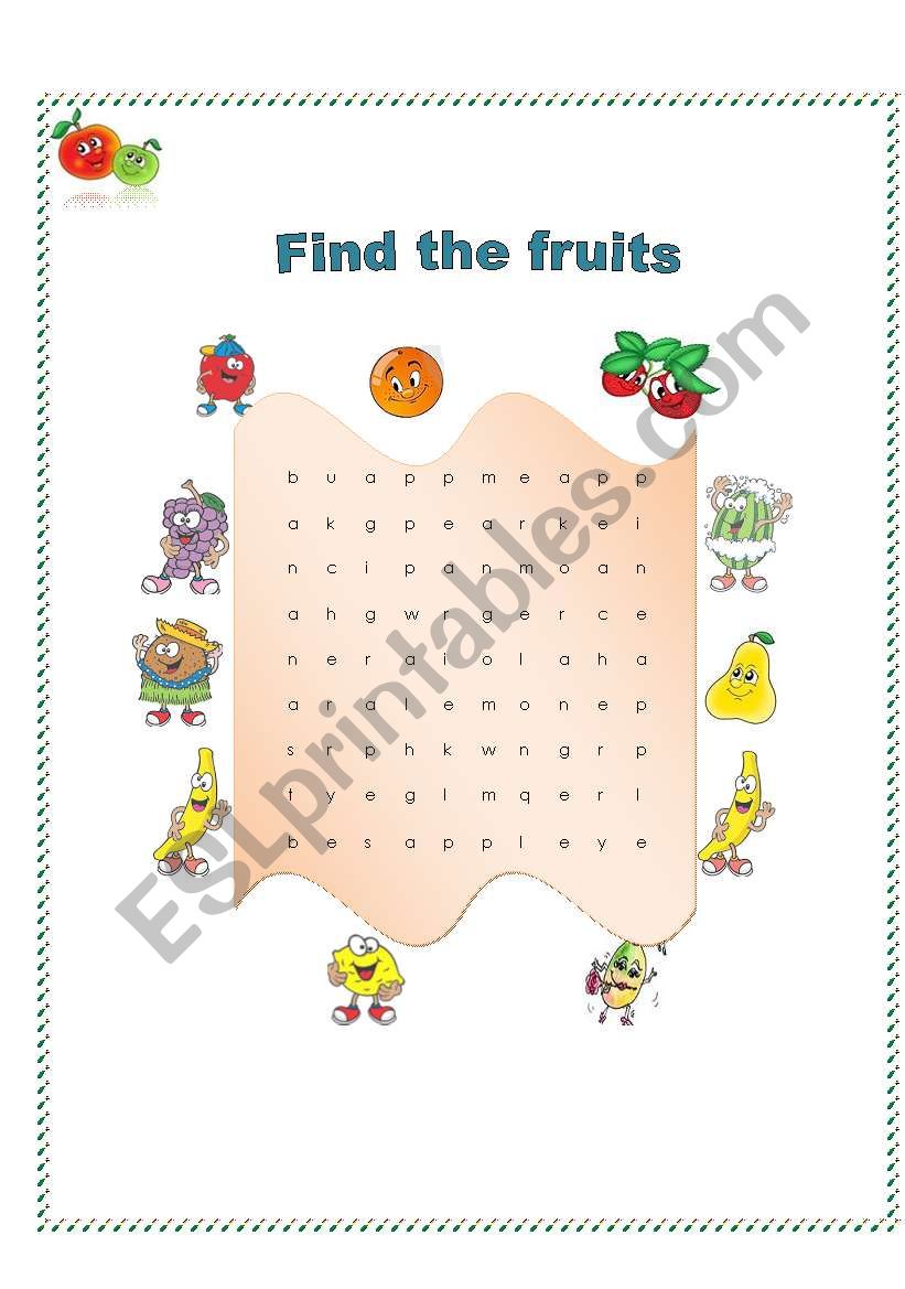 fruits worksheet