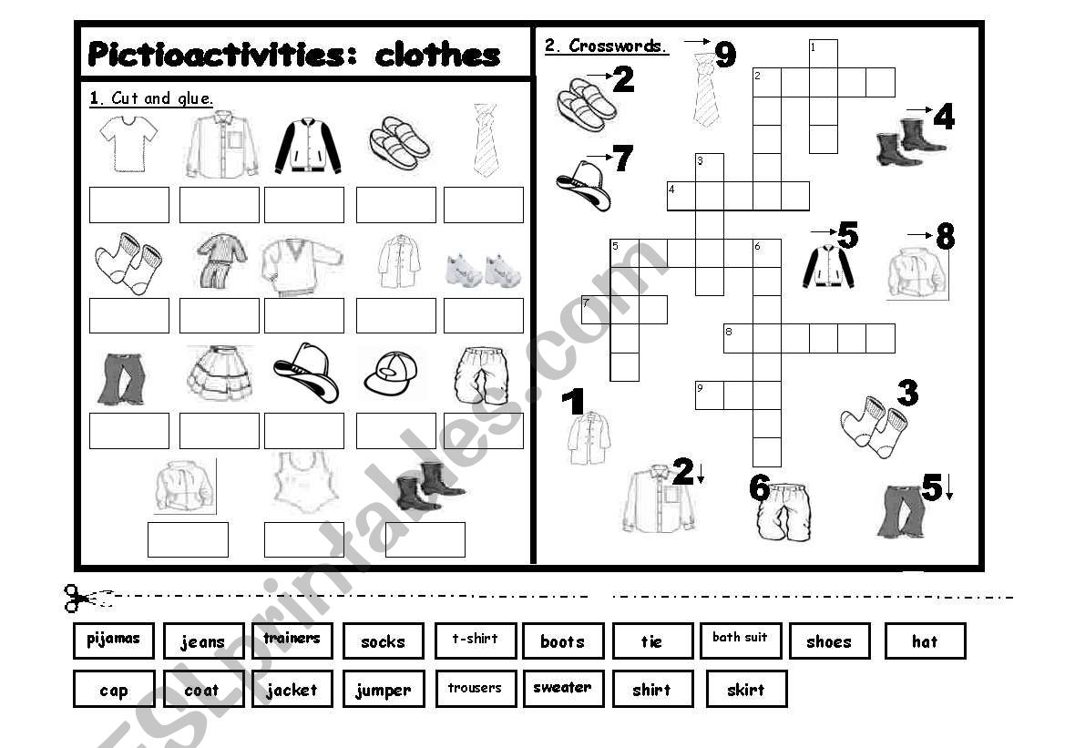 Pictioactivities: clothes worksheet