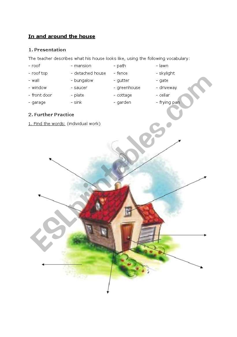 Rooms of the house worksheet