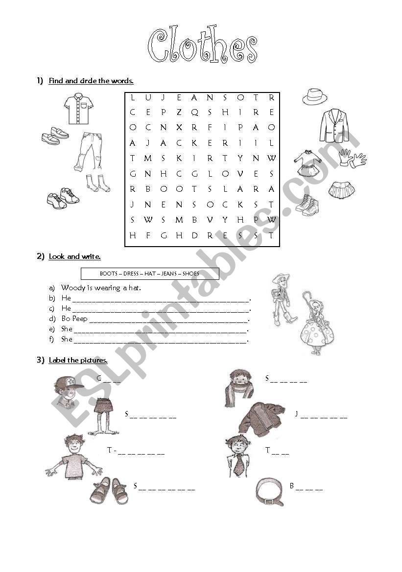 Clothes worksheet