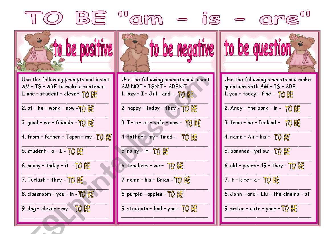 to be present worksheet