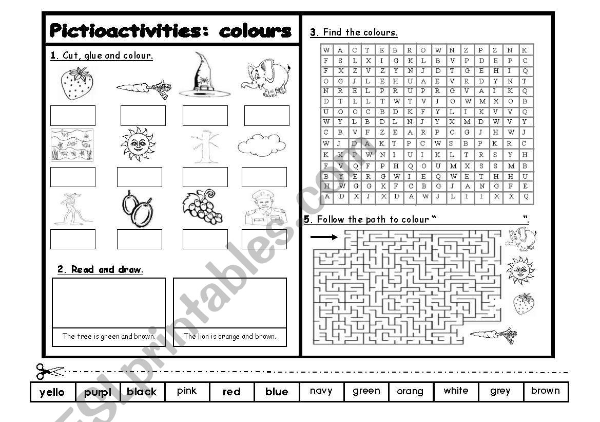 Pictioactivities: colours worksheet