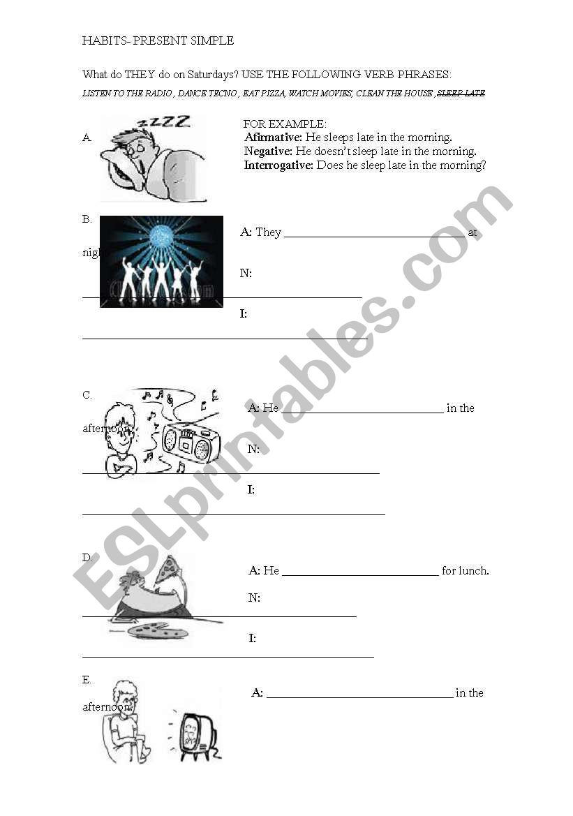WEEKEND HABITS worksheet