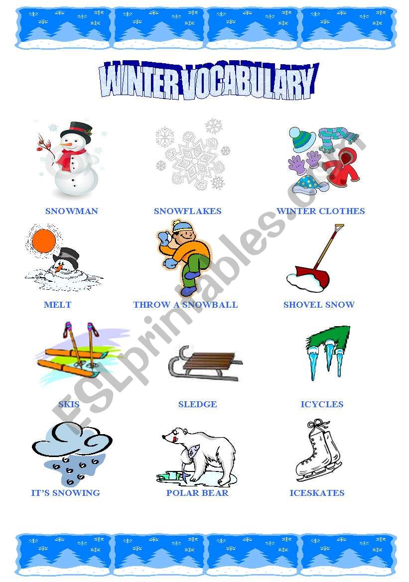 WINTER VOCABULARY worksheet