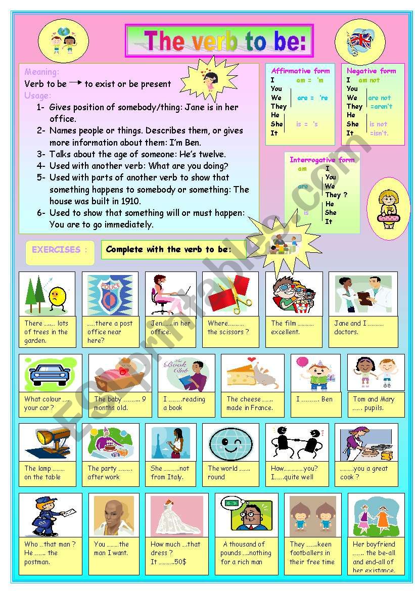 verb to be worksheet