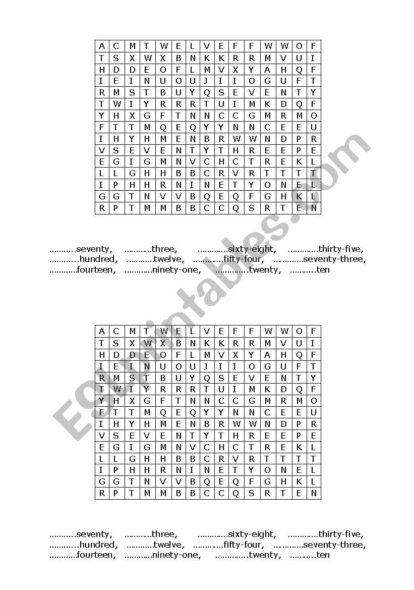 numbers 10-100 worksheet