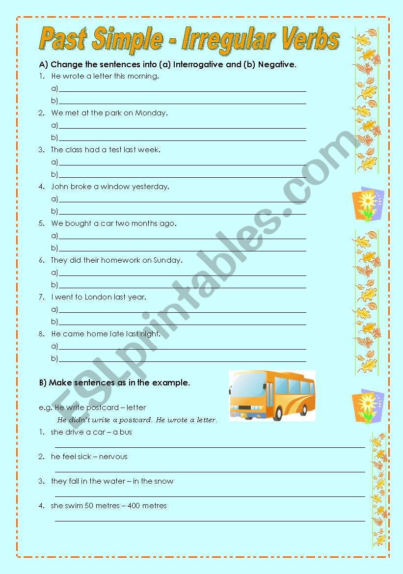 Past Simple - Irregular verbs worksheet