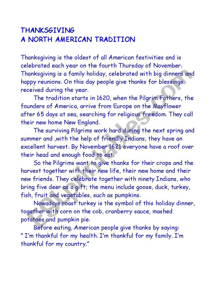 thanksgiving worksheet