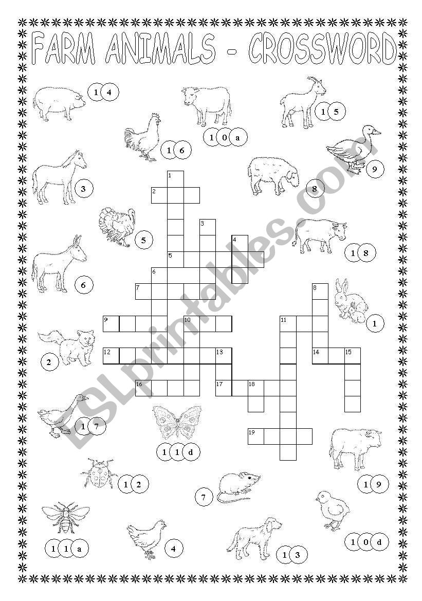 FARM ANIMALS-CROSSWORD worksheet