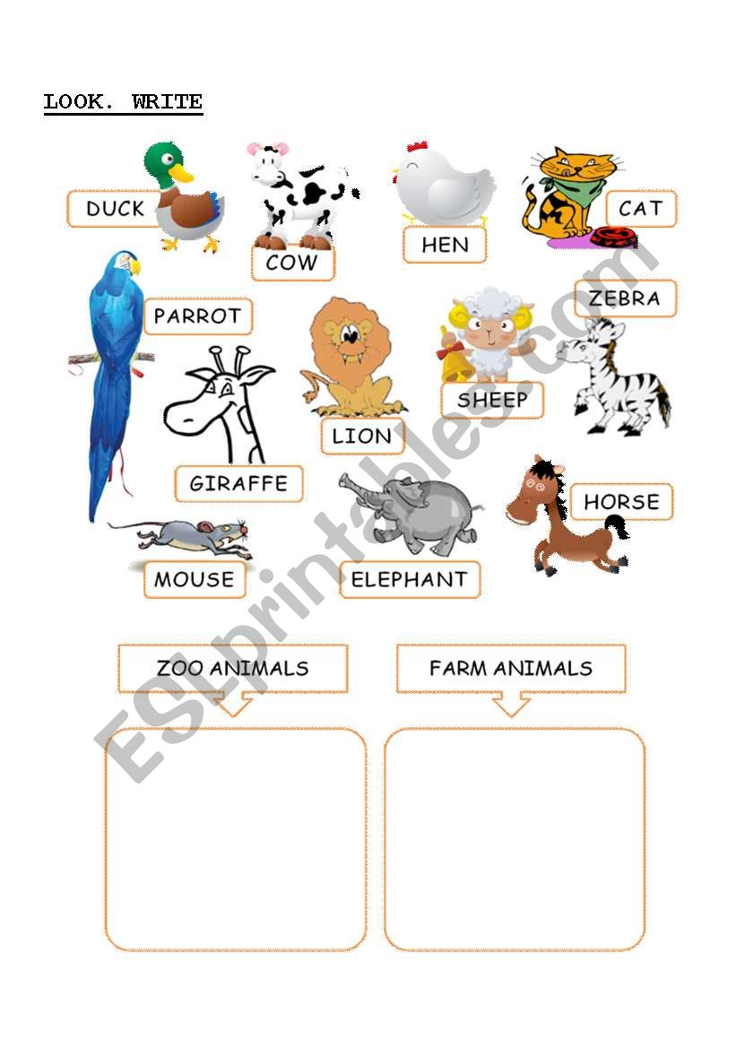 Farm or zoo animal? worksheet