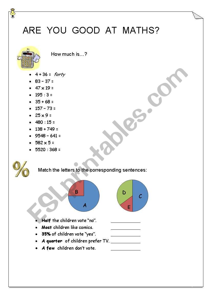 Are you good at Maths? worksheet